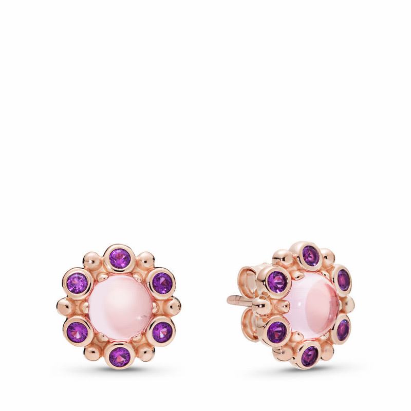 Pandora Rose™ Heraldic Radiance Stud Earrings Ireland - Pandora Rose/Pink/Crystal - 304867RYI